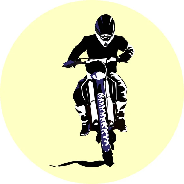 Racer and sport motocross bike vector icon — Stock Vector