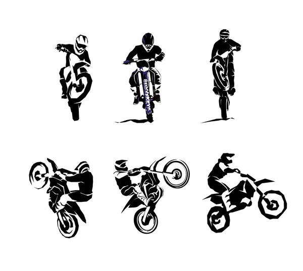 Vélo extrême grand vecteur ensemble 6x, motocross — Image vectorielle