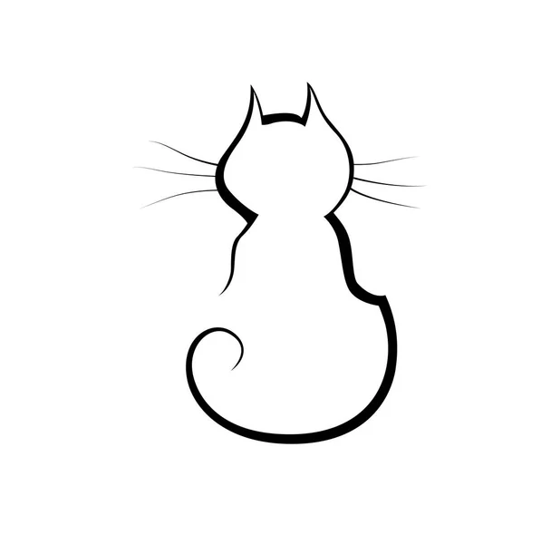 猫のラインアイコン少しかわいいペットベクター — ストックベクタ