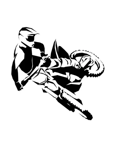 Racer y deporte moto de motocross icono del vector — Vector de stock