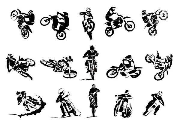 Vélo extrême grand vecteur ensemble 14x, motocross — Image vectorielle