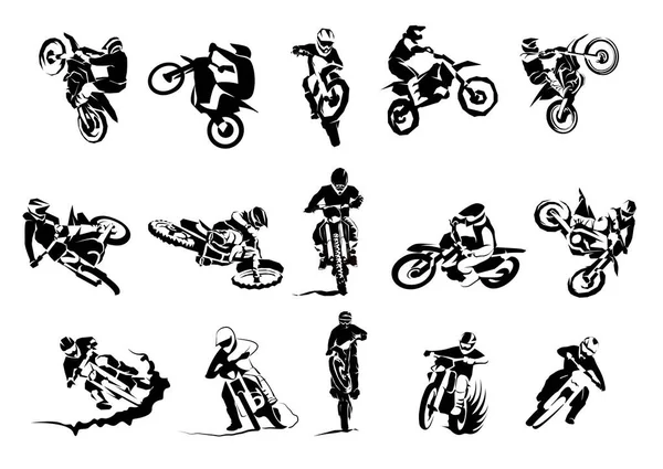 Extreme bike big vector set 14x, motocross — Stock Vector