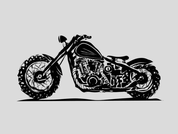 Motorfiets. Embleem van de motorclub. Vintage stijl. Monochroom ontwerp. — Stockvector