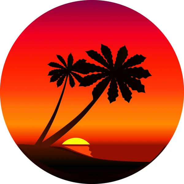 Silhouette of a palm trees at sunset — Stock Vector