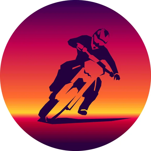 Racer e sport motocross bike vector icon — Vettoriale Stock