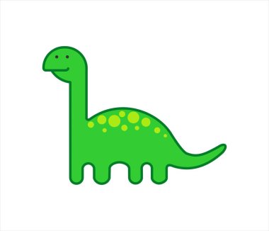 Şirin otçul, uzun boyunlu dinozor, uzun boyunlu dinozor. Diplodocus, Brachiosaurus, Brontosaurus. Baskı için. Beyaz arkaplanda izole edilmiş modern düz vektör resmi.