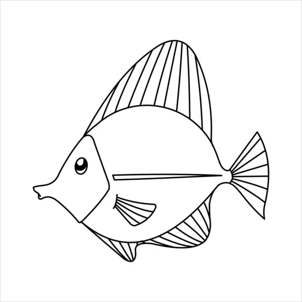 Fish Tropical Aquarium Fish Children Coloring Books Vector Image White — Stock Vector