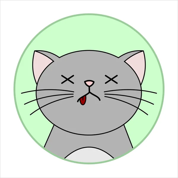 Mignon Coquin Chat Grincheux Icone Ronde Emoji Chat Gris Avec Image Vectorielle Par Antonina85 C Illustration