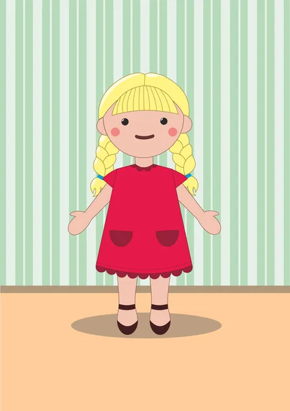 Muñeca Vestido Rojo — Archivo Imágenes Vectoriales