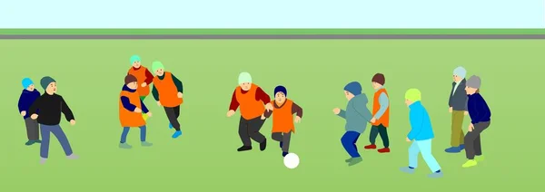 Los Niños Juegan Fútbol Aire Libre Los Chicos Están Pateando — Vector de stock