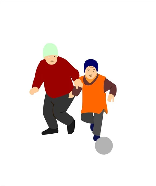 Los Niños Juegan Fútbol Los Chicos Están Pateando Pelota — Vector de stock