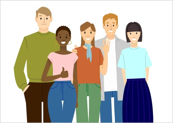Bir grup genç insan. Uluslararası takım. Genç profesyoneller. Öğrenciler.
