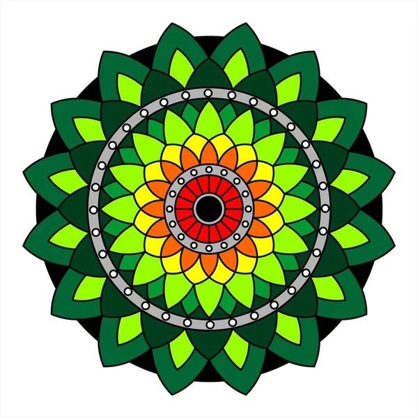 Renkli Süslü Çiçek Mandala Dekoratif Elementler Doğu Deseni Vektör Illüstrasyonu — Stok Vektör