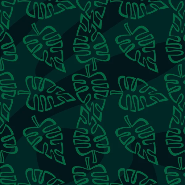 エキゾチックな熱帯ベクトルシームレスパターン ヤシの木の葉 修道院 ジャングルの中で葉 手描き デザイン 包装紙 ファブリック テキスタイル カーペット — ストックベクタ