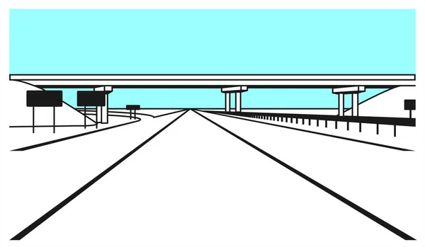 Overpass Road Junction Estrada Passa Por Baixo Ponte Estrada Elevada — Vetor de Stock