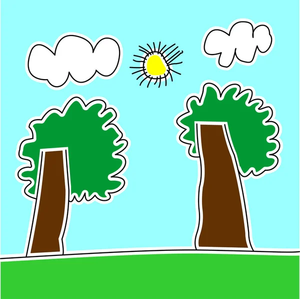 Δέντρα Παιδικό Στυλ — Διανυσματικό Αρχείο