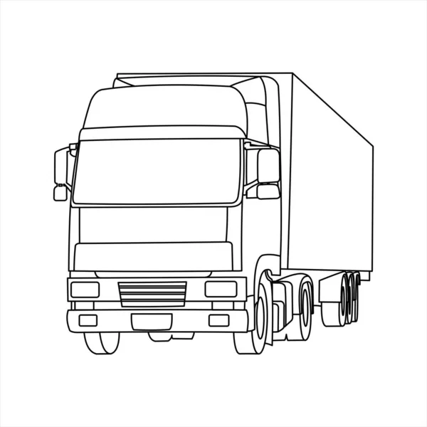 Φορτηγό Ρυμουλκούμενο Δοχείο Μπροστά Άποψη Τριών Τριμήνων — Διανυσματικό Αρχείο