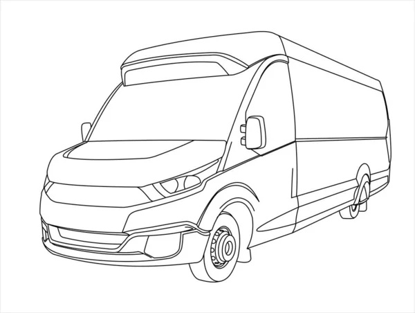 Outline Bus Tampilan Kuartal Tiga Bus Turis Bus Tamasya Ilustrasi - Stok Vektor