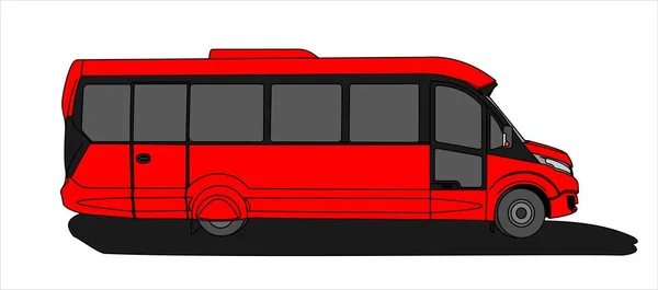 赤いバス サイドビュー 観光バス 観光バス 白を背景にしたモダンなフラットベクトルイラスト — ストックベクタ