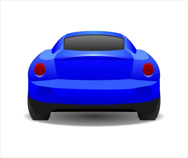 Blauwe Auto Achteraanzicht Snelle Racewagen Moderne Vlakke Vectorillustratie Witte Achtergrond — Stockvector
