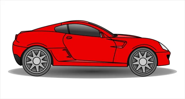 Voiture Rouge Vue Latérale Voiture Fast Racing Illustration Vectorielle Plate — Image vectorielle