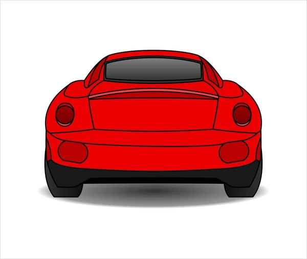 Coche Rojo Vista Trasera Coche Fast Racing Ilustración Vectorial Plana — Vector de stock