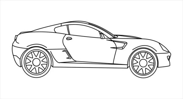 Outline Auto Malbuch Für Kinder Und Erwachsene Schnelles Rennauto Seitenansicht — Stockvektor