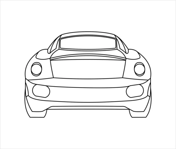 Outline Auto Malbuch Für Kinder Und Erwachsene Schnelles Rennauto Rückansicht — Stockvektor