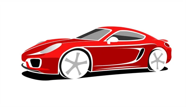 Kırmızı Stilize Araba Yan Görüş Çeyrek Manzara Hızlı Yarış Arabası — Stok Vektör