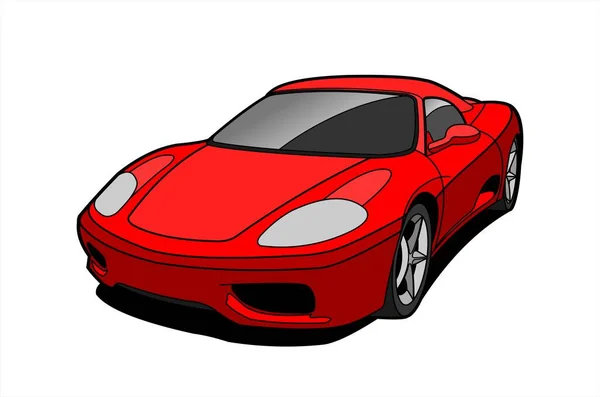 Red Car Side View Three Quarter View Fast Racing Car — Stock Vector
