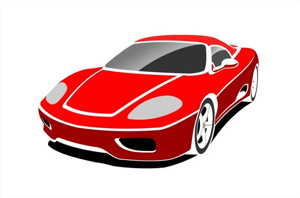 Red Stylized Car Side View Three Quarter View Fast Racing — Stock Vector