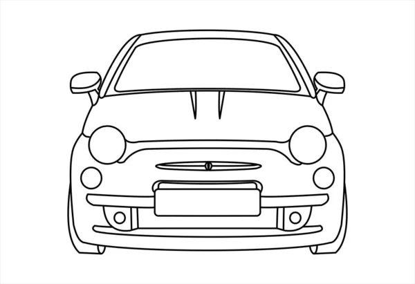 Esquema Vector Coche Aislado Sobre Fondo Blanco Vista Frontal — Vector de stock