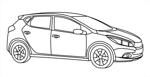 Coche Pasajeros Contorno Aislado Sobre Fondo Blanco Vista Lateral — Archivo Imágenes Vectoriales