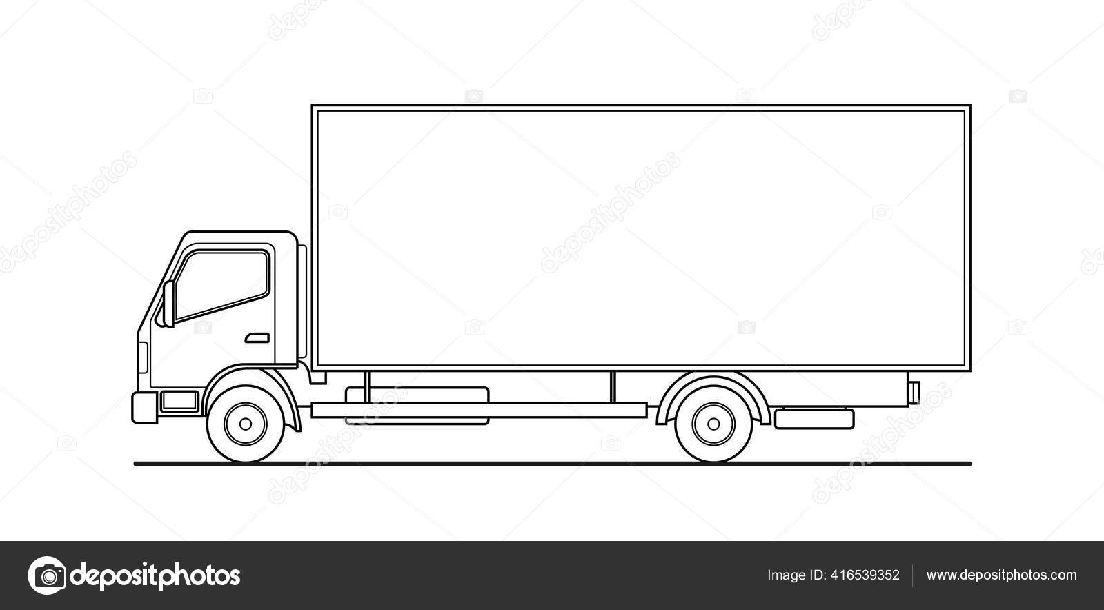 Vektorumriss Lkw Lkw Seitenansicht Weisse Blankoschablone Lkw Fur Werbung Fur Vektorgrafik Lizenzfreie Grafiken C Antonina85 416539352 Depositphotos