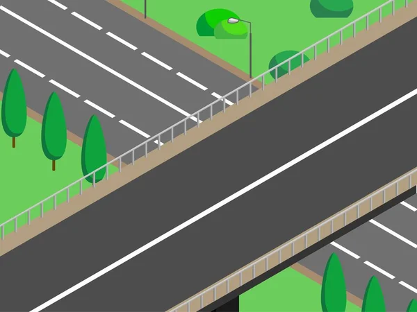 Izometryczny Most Miejski Trasa Krajobrazowa Obraz Wektorowy Drogi Droga Transportowa — Wektor stockowy