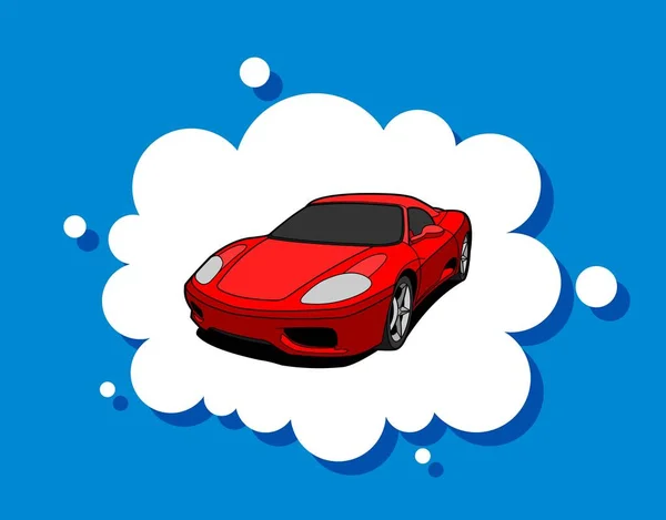 Sueño Coche Fresco Rápido Lujo Deseo Tener Coche Nube Habla — Vector de stock