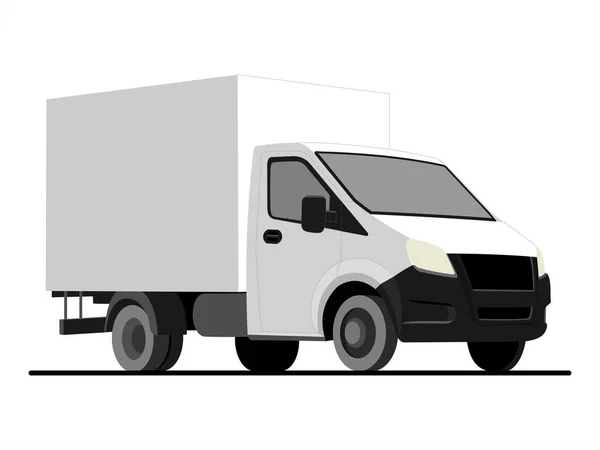 矢量白色卡车 白色背景隔离 四分之三视图 汽车广告模板 小卡车 — 图库矢量图片