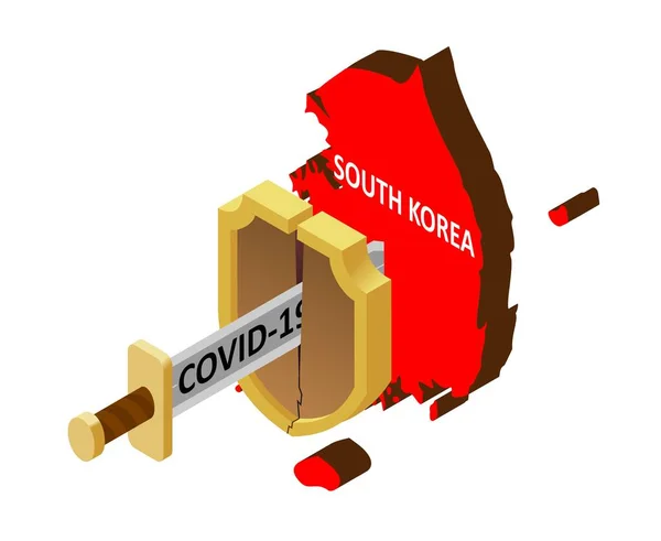 Concetto Coronavirus Corea Del Sud Non Protezione Contro 2019 Ncov — Vettoriale Stock