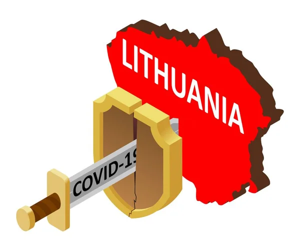 Concetto Coronavirus Lituania Non Protezione Contro 2019 Ncov Covid Pandemia — Vettoriale Stock