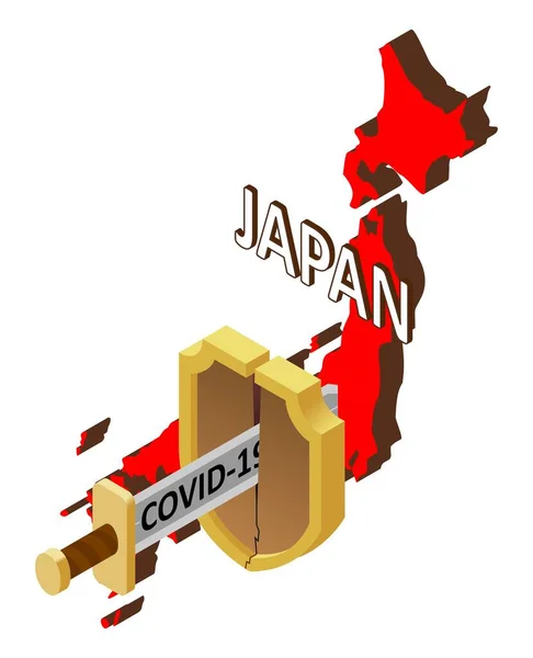 Koncepcja Koronawirusa Japonii Nie Ochrony Przed 2019 Ncov Covid Pandemia — Wektor stockowy