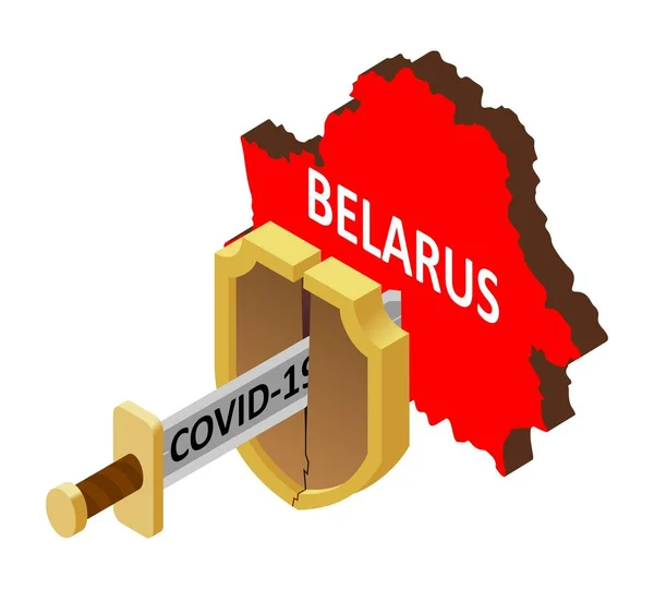 Concept Coronavirus Biélorussie Pas Protection Contre 2019 Ncov Covid Pandémie — Image vectorielle