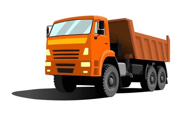 Large Dump Truck Orange Cab Orange Body Three Quarter View — Stock Vector
