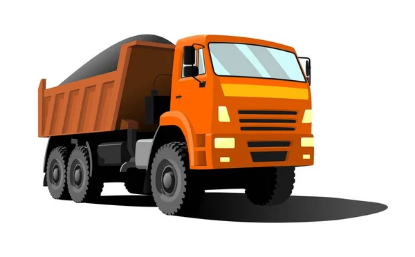 Grand Camion Benne Avec Cabine Orange Corps Orange Vue Trois — Image vectorielle