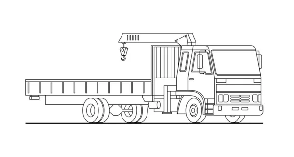 商业卡车起重机 现代移动式液压起重机在白色底座上 全程传送车起重机 用于货物运输 为书页着色 — 图库矢量图片