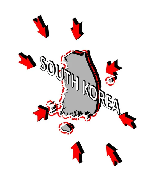 Corea Del Sud Chiude Frontiere Quarantena Protezione Contro Coronavirus Divieto — Vettoriale Stock