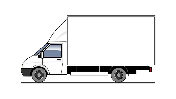 Φορτηγό Φορτηγό Πλαϊνή Άποψη Λευκό Κενό Πρότυπο Φορτηγό Για Διαφήμιση — Διανυσματικό Αρχείο