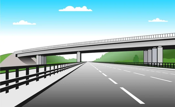 Överfart Vägkorsning Vägen Går Bron Förhöjd Väg Stiliserad Vektorbild — Stock vektor