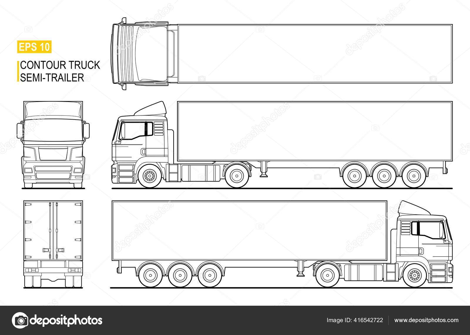 Vecteur Camion Semi Remorque Contour Pour Livre Colorier Camion Isolé