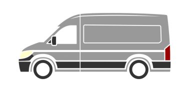 Beyaz arkaplanda vektör simgesi yan görünümü. Van kenarı görünüm simgeleri; van kenar görünüm vektör illüstrasyonu. Vektör taşıma simgesi.