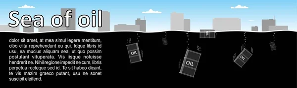 石油之海 石油危机 生产过剩 需求下降 堆积如山 石油储存问题 网页横幅 标志头 现代平面矢量图解 — 图库矢量图片